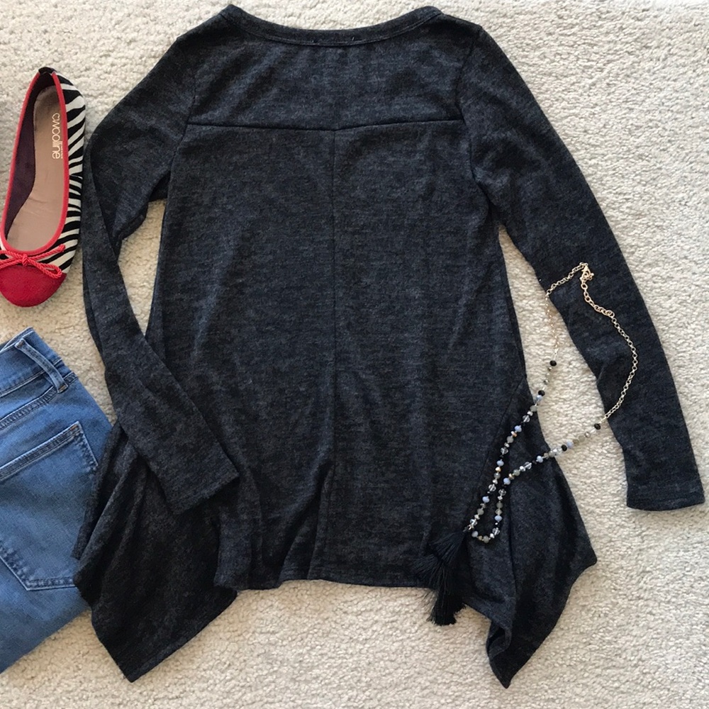 Black Handkerchief Hem Tunic Top - Picture 5 of 7